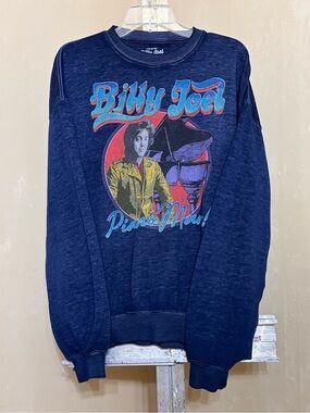 Billy Joel Graphic Crewneck Sweatshirt - Heather Navy Band Pullover
